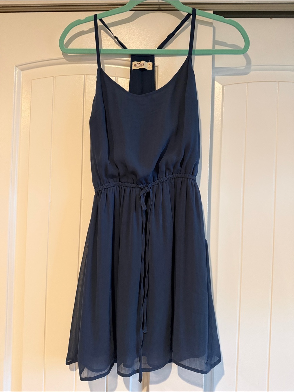 Hollister Navy Sleeveless Tie-Waist Mini Dress